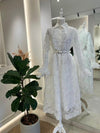 White laced evening dress