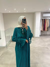 green lined dress