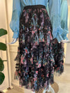 black ruffled skirt