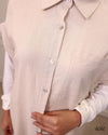 Italy linen sleeveless beige set