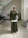 Armine olive skirt set FW26