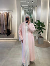 Long pink wool cardigan