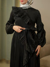 Crepon black evening dress