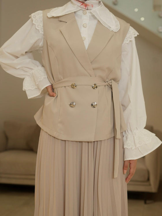 Maxi beige vested dress