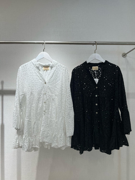 italian crochet black shirt
