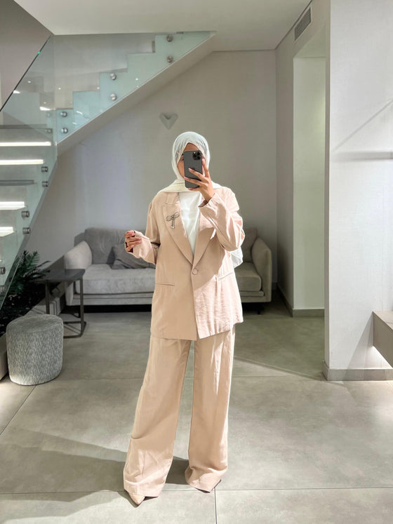 Italian blazer beige set
