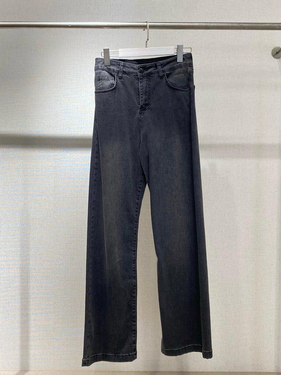 Grey wide denim pants