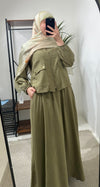 Armine olive green skirt set SS26