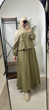 Armine olive green skirt set SS26