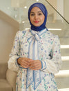 White blue printed floral dress