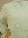 Mint green crochet shirt dress