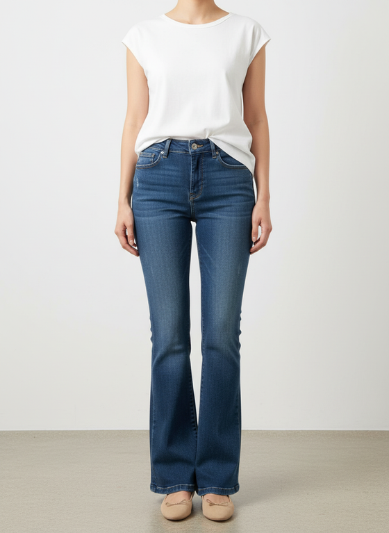 Blue flare denim pants