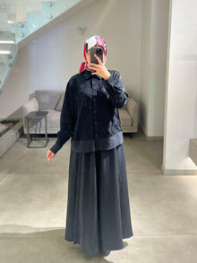  Black printed skirt set