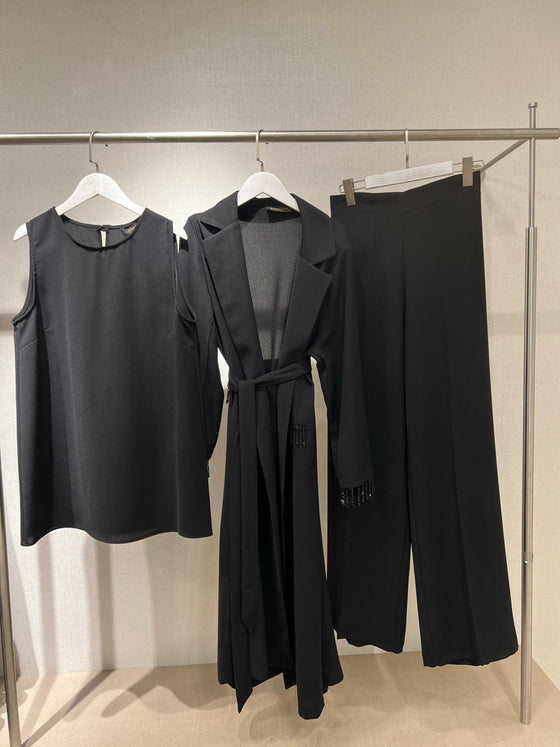 Black stoned blazer set
