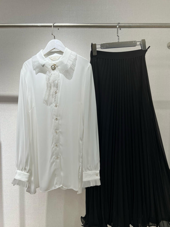 Chiffon black pleated skirt