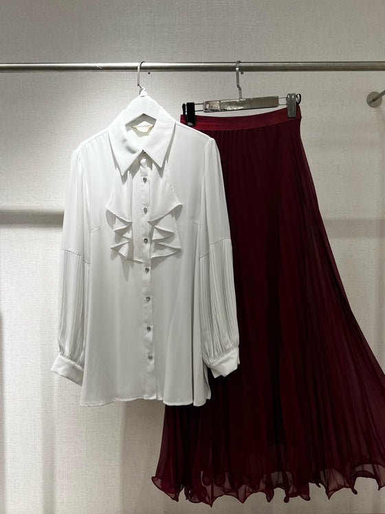 Chiffon  bordeaux pleated skirt
