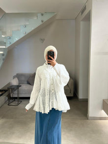  Italian white crochet shirt