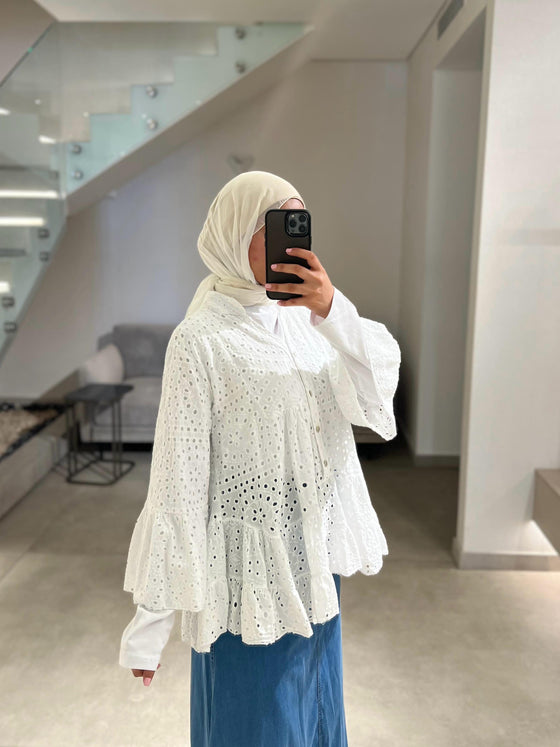 Italian white crochet shirt