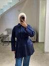 Navy pleated shirt