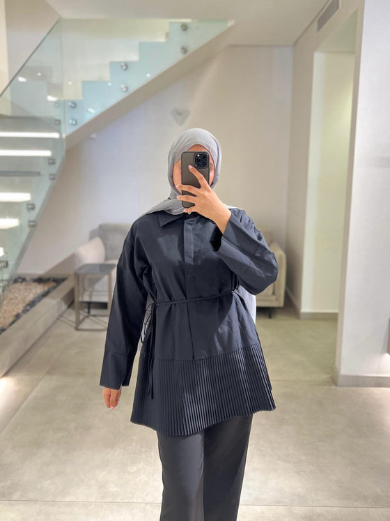 Black pleated shirt