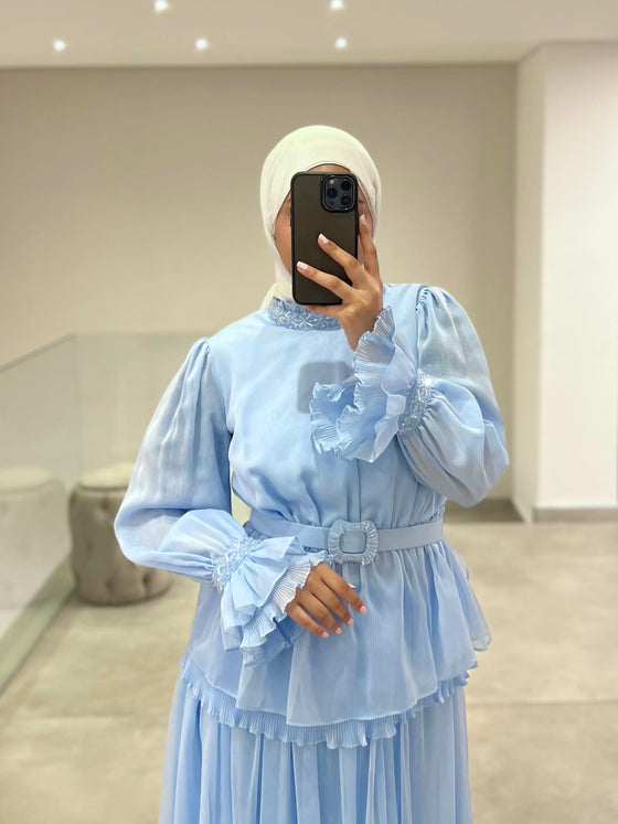Baby blue evening set