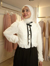 Lace ribbon shirt