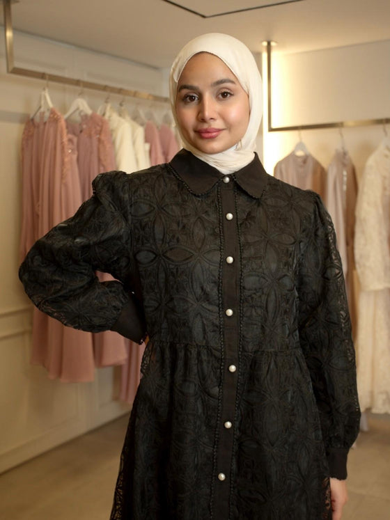organza black shirt dress