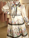 Offwhite printed lace dress