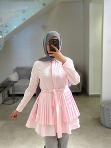  pink pleated shirt
