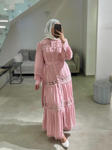  pink crochet dress
