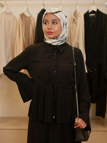  Crepe black skirt set