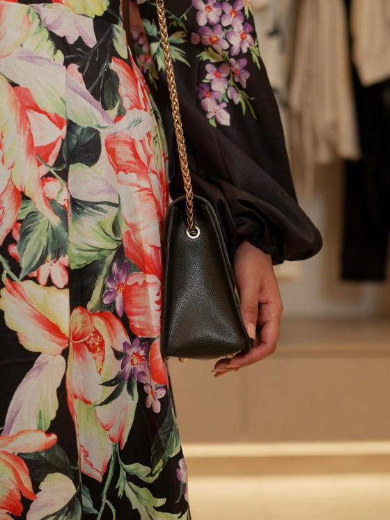 Black printed dress