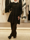 Black crochet mini dress