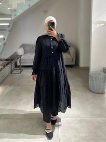  Black crochet shirt dress