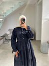 Black crochet shirt dress