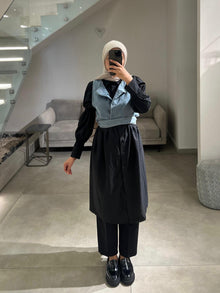  Black long shirt with jilet