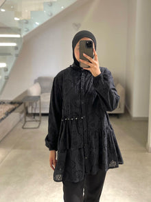  Black crochet shirt