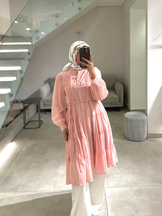 Pink chiffon mini dress