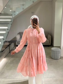  Pink chiffon mini dress