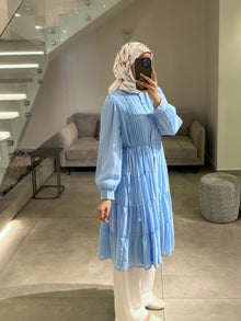  Baby blue chiffon mini dress