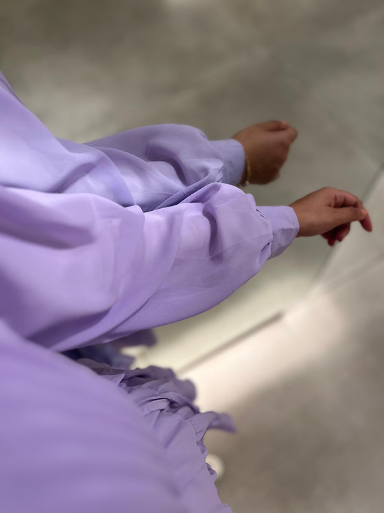 purple chiffon mini dress