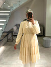 Beige chiffon mini dress