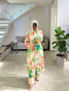Italian printed green shirt dress