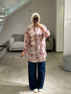 purple printed shirt