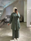 Olive green Italian linen set