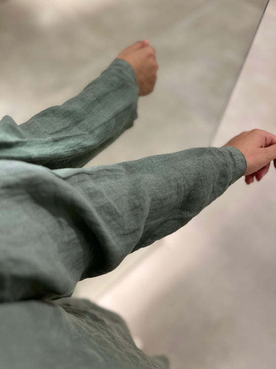 Olive green Italian linen set