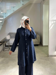  Navy Italian linen set