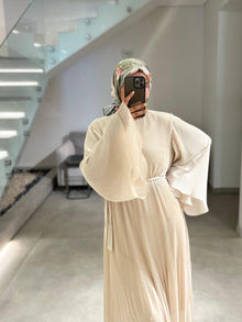  italian beige pleated dress