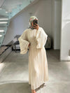 italian beige pleated dress