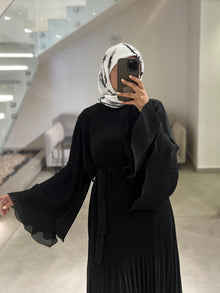  italian black pleated dress